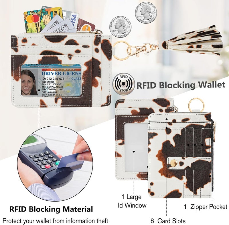 KNGITRYI حافظة مفاتيح مع سوار للنساء، حافظة بطاقات ائتمان رفيعة بتقنية RFID، حافظة نقود مع سلاسل مفاتيح وخلخال لمفاتيح للرجال والنساء - Image 3